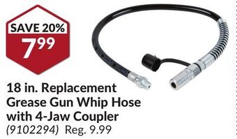 Princess Auto 18 in. replacement grease gun whip hose with 4-jaw coupler offer
