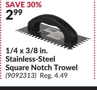Princess Auto 1/4 x 3/8 in. stainless-steel square notch trowel offer