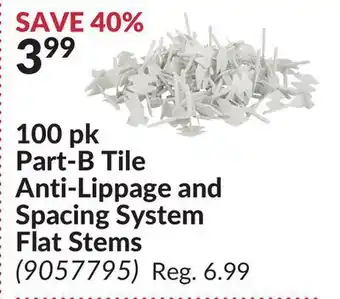 Princess Auto 100 pk part-b tile anti-lippage and spacing system flat stems offer