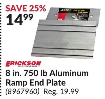 Princess Auto 8 in. 750 lb aluminum ramp end plate offer