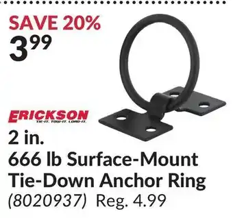 Princess Auto 2 in. 666 lb surface-mount tie-down anchor ring offer