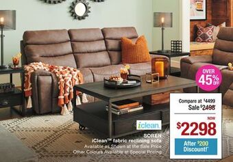 La Z Boy Soren iclean tm fabric reclining sofa offer