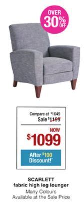 La Z Boy Scarlett fabric high leg lounger offer