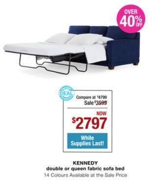 La Z Boy Kennedy double or queen fabric sofa bed offer