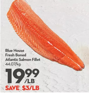 Longo's Blue house fresh boned atlantic salmon fillet offer