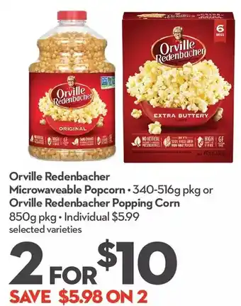 Longo's Orville redenbacher microwaveable popcorn or orville redenbacher popping corn offer