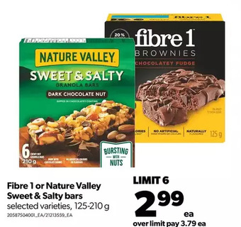 Real Canadian Superstore Fibre 1 or nature valley sweet & salty bars offer