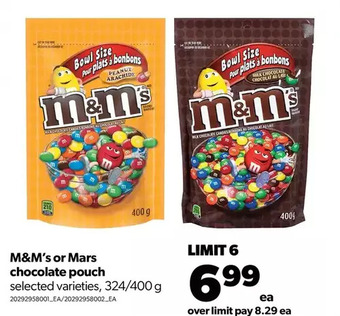Real Canadian Superstore M&m's or mars chocolate pouch offer