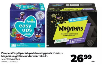 Real Canadian Superstore Pampers easy ups club pack training pants or ninjamas nighttime underwear offer