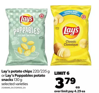 Real Canadian Superstore Lay's potato chips or lay's poppables potato snacks offer