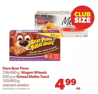 Real Canadian Superstore Dare bear paws, wagon wheels or grissol melba toast offer