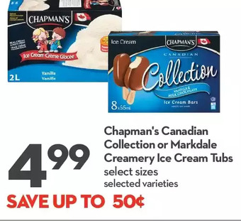 Longo's Chapman's canadian collection or markdale creamery ice cream tubs offer