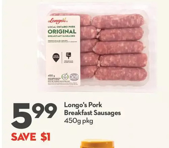 Longo's Longo's pork breakfast sausages offer