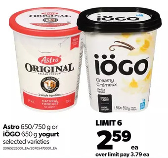 Real Canadian Superstore Astro or iögo yogurt offer
