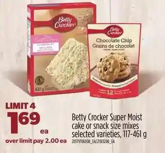 Real Canadian Superstore Betty crocker super moist cake or snack size mixes offer