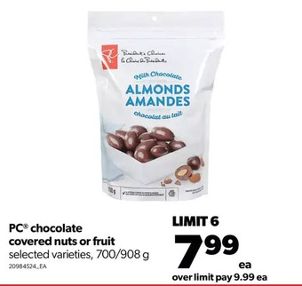 Real Canadian Superstore Pc chocolate covered nuts or fruit offer