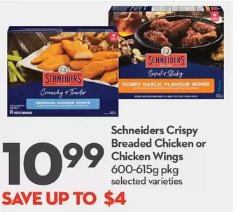 Longo's Schneiders crispy breaded chicken or chicken wings offer