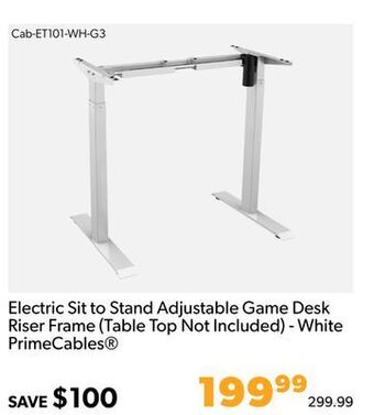 Shopper+ Electric sit to stand adjustable game desk riser frame (table top not included) - white primecables offer