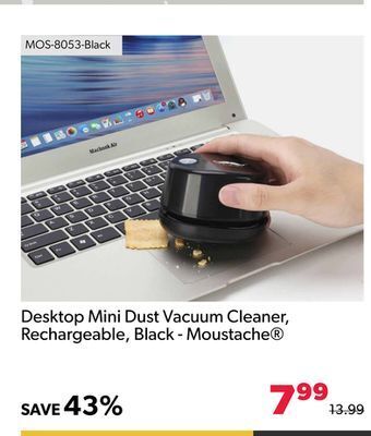 Shopper+ Desktop mini dust vacuum cleaner, rechargeable, black - moustache offer
