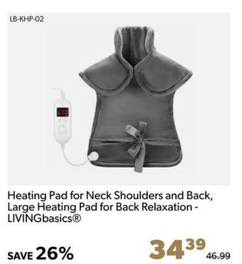 Shopper+ Heating pad for neck shoulders and back, large heating pad for back relaxation - livingbasics offer