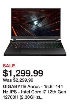 Newegg Aorus - 15.6" 144 hz ips - intel core i7 12th gen 12700h (2.30ghz) - nvidia geforce rtx 3070 laptop gpu - 16 gb ddr4 - 512 gb offer
