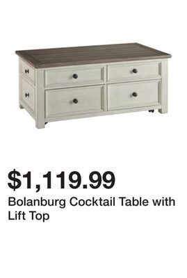 Ashley Furniture Bolanburg cocktail table with lift top offer