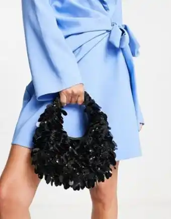 Asos Asos design clutch bag with disc sequin in black offer