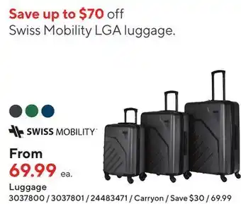Staples Swiss mobility lga collection luggage offer