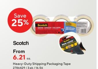 Staples Scotch heavy duty shipping packaging tape offer