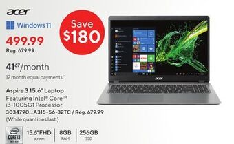 Staples Acer aspire 3 15.6" laptop offer