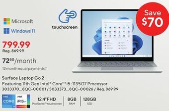 Staples Microsoft surface laptop go 2 offer