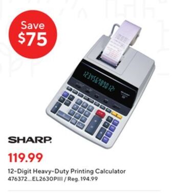 Staples Sharp 12-digit heavy-duty printing calculator offer