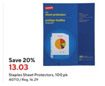 Staples Staples letter size clear sheet protectors, 100 pack offer