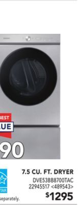 Lowe's Samsung 7.5 cu. ft. dryer offer