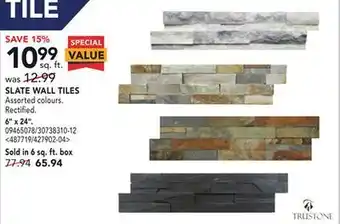 Lowe's Avenzo slate wall tiles 6" x 24" offer