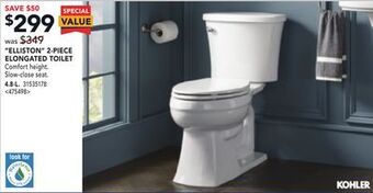 Lowe's Kohler "elliston" 2-piece elongated toilet offer