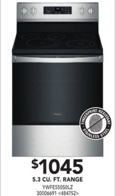 Lowe's Whirlpool 5.3 cu. ft. range offer