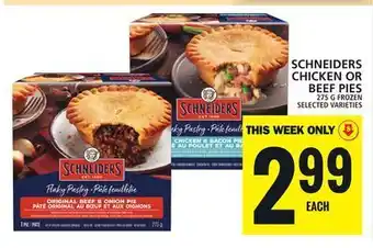 Food Basics Schneiders chicken or beef pies offer