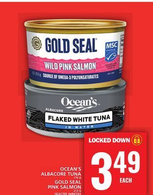 Food Basics Ocean's albacore tuna or gold seal pink salmon offer