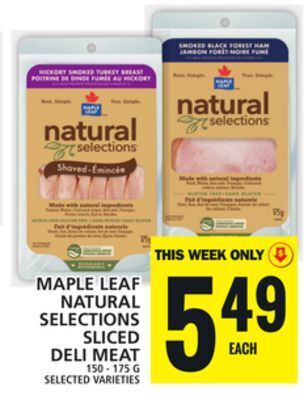 Food Basics Maple leaf natural selections sliced deli meat offer