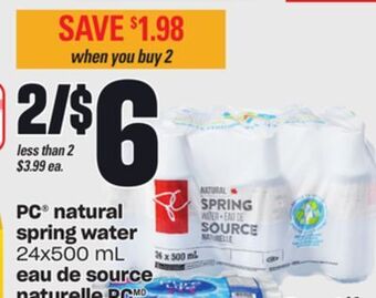 Independent Grocer Pc® natural spring water, 24x500 ml offer