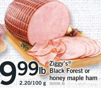 Fortinos Ziggy's® black forest or honey maple ham offer