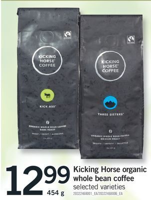 Fortinos Kicking horse organic whole bean coffee, 454 g offer