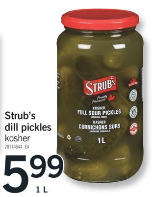 Fortinos Strub's dill pickles, 1 l offer