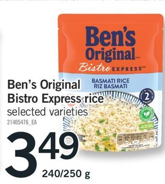 Fortinos Ben's original bistro express rice, 240/250 g offer