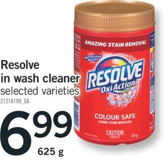 Fortinos Resolve in wash cleaner, 625 g offer