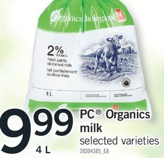Fortinos Pc® organics milk, 4 l offer