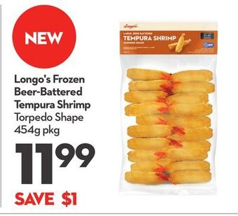 Longo's Longo's frozen beer-battered tempura shrimp torpedo shape offer