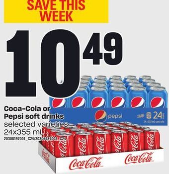Loblaws Coca-cola or pepsi soft drinks, 24x355 ml offer