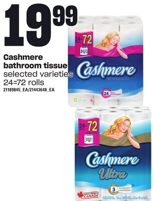 Loblaws Cashmere bathroom tissue, 24=72 rolls offer